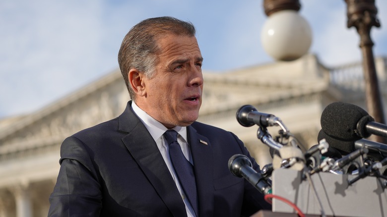 Hunter Biden speaking at a podium