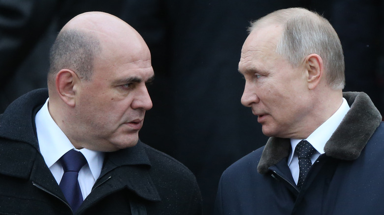 Mikhail Mishustin and Vladimir Putin