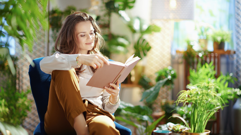 Woman reading book