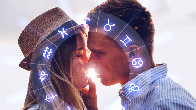 Couple with astrological chart