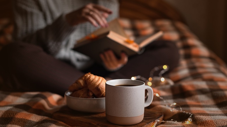 reading a book in bed