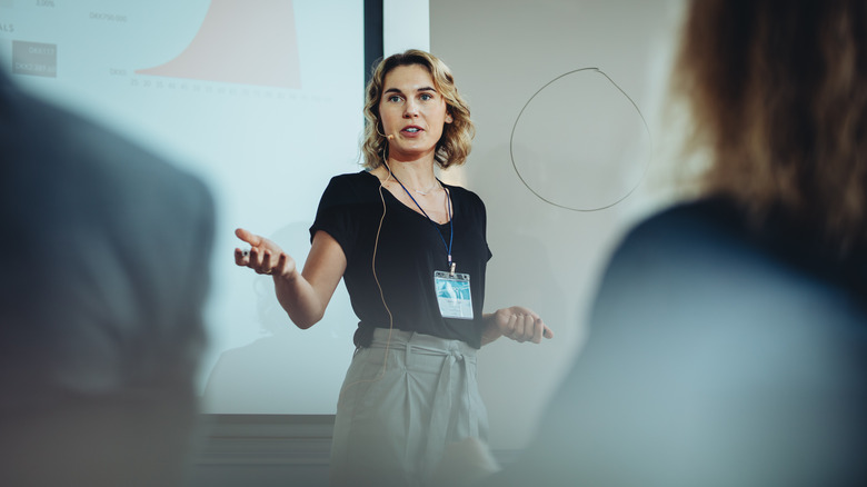 woman presenting at work