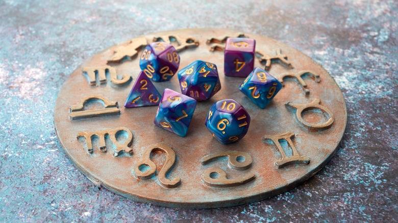 Zodiac signs with divination dice