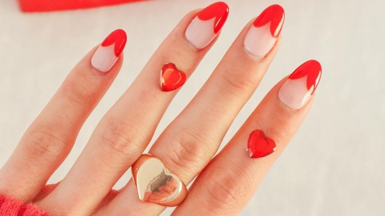 Heart shaped French manicure