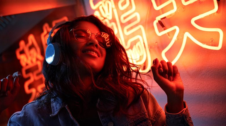 Woman enjoying music