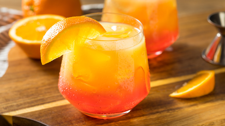 Tequila sunrise with sliced orange