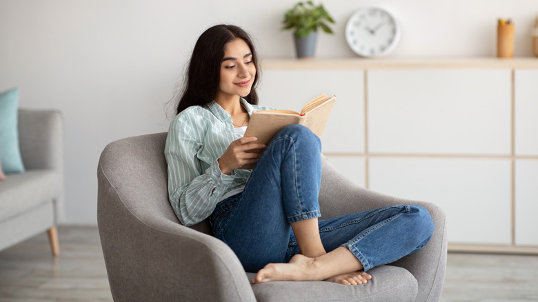 woman reading a book 