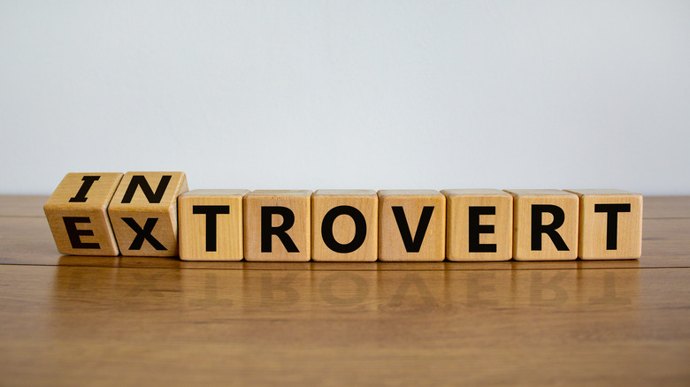 Letter blocks spelling either extrovert or introvert