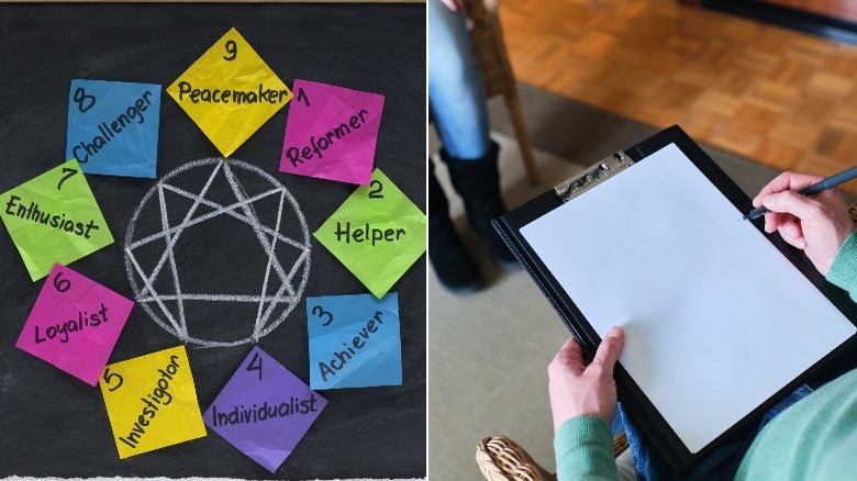 An Enneagram chart and an empty notepad