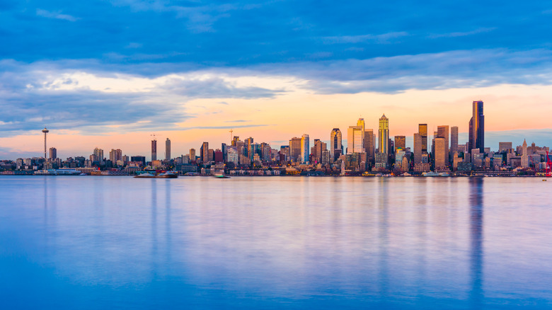 Seattle City Skyline with reflection in water