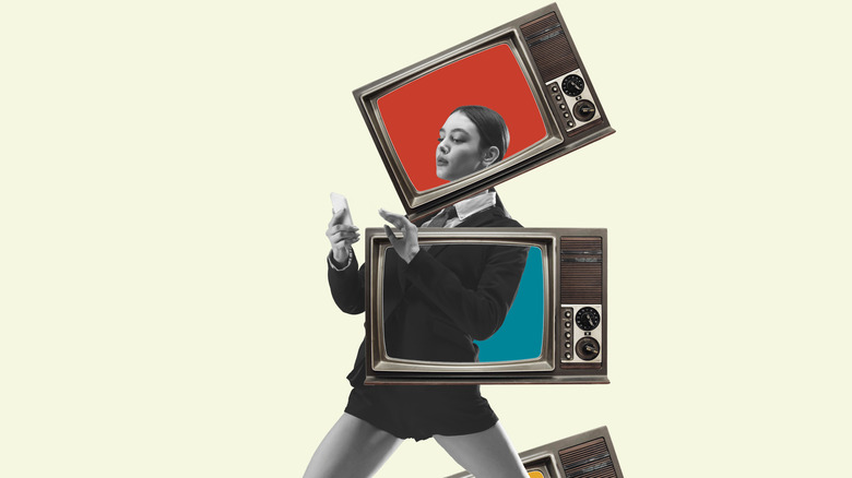 A woman in televisions