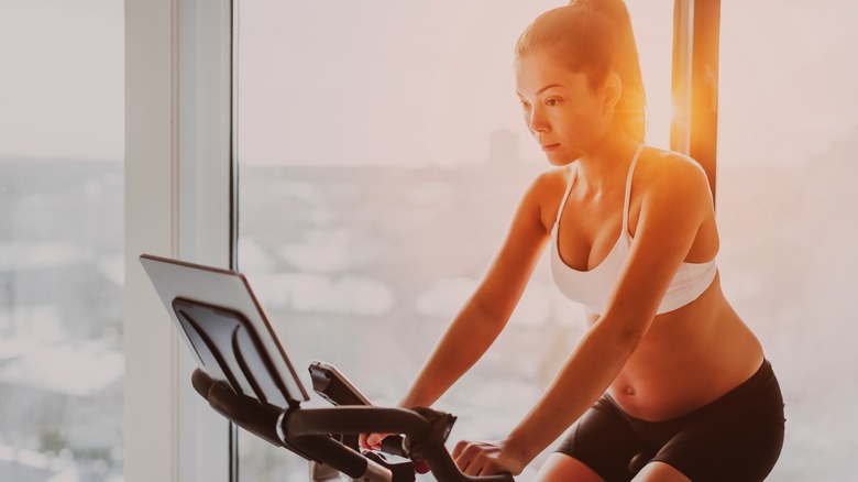 woman doing workout at home