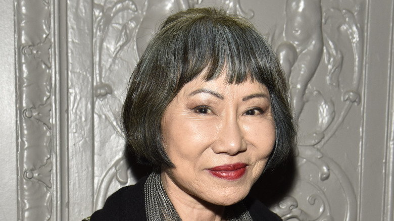 Amy Tan at press event 