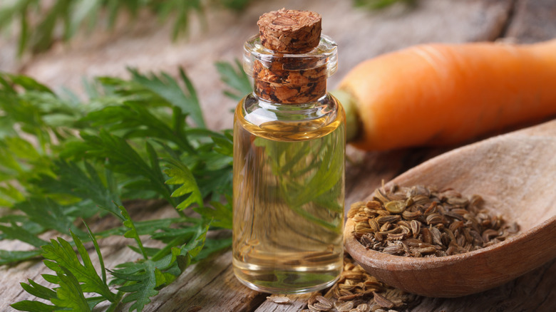 Jar of carrot seed oil 