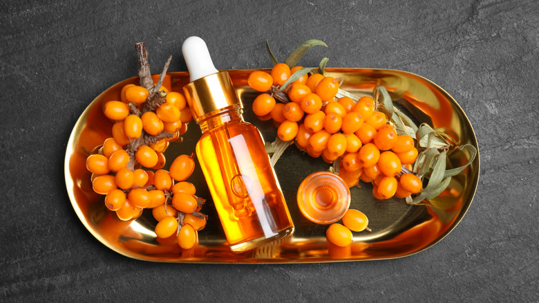 Jar of sea buckthorn oil