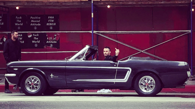 Adam Levine in his 1966 Ford Mustang GT