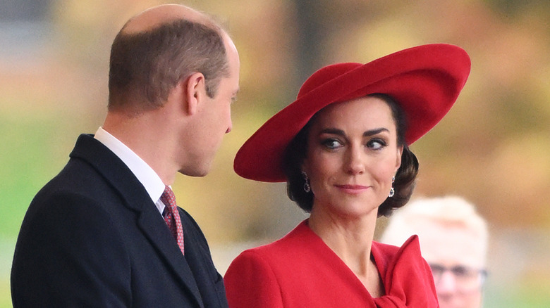 Prince William and Princess Catherine looking at each other