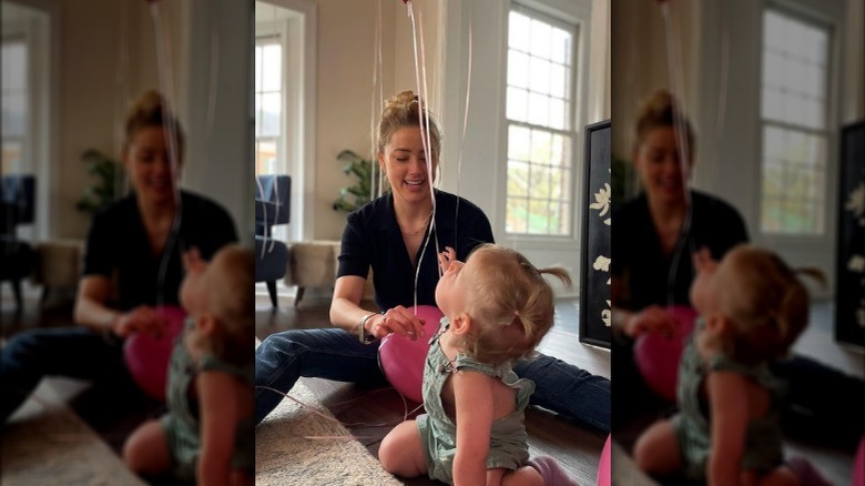 Amber Heard with her daughter