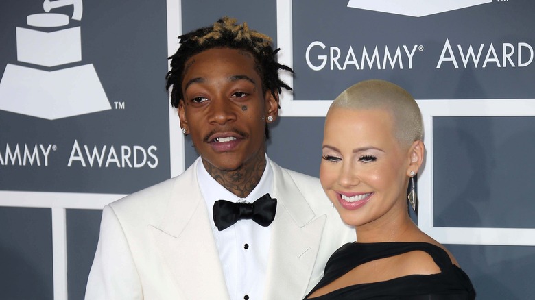 Amber Rose and Wiz Khalifa smiling