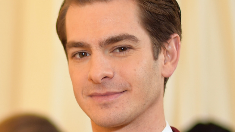 Andrew Garfield poses in a tuxedo