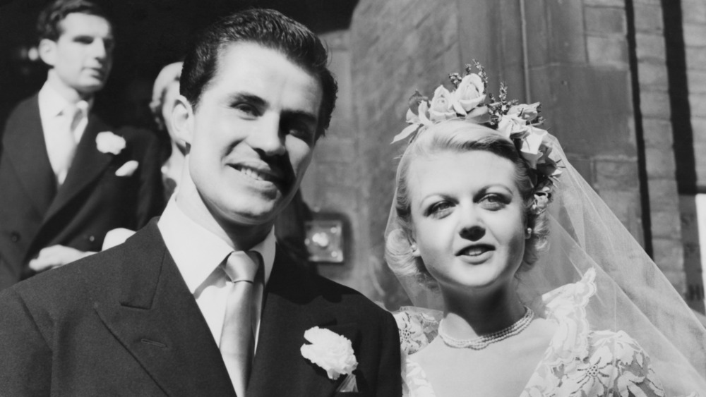 Angela Lansbury on her wedding day to Peter Shaw