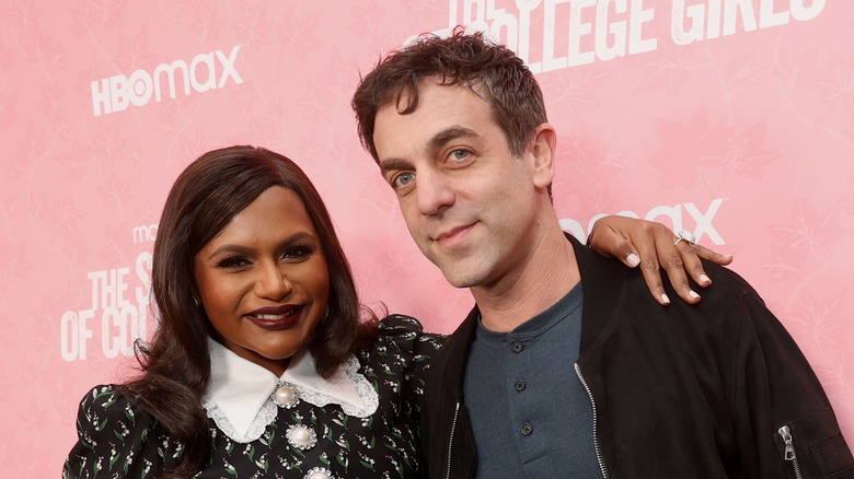 B.J. Novak and Mindy Kaling pose together at an event