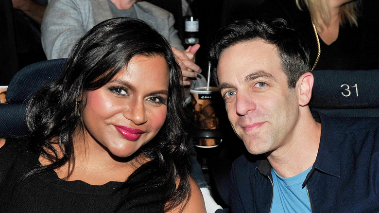 B.J. Novak and Mindy Kaling sitting at an event