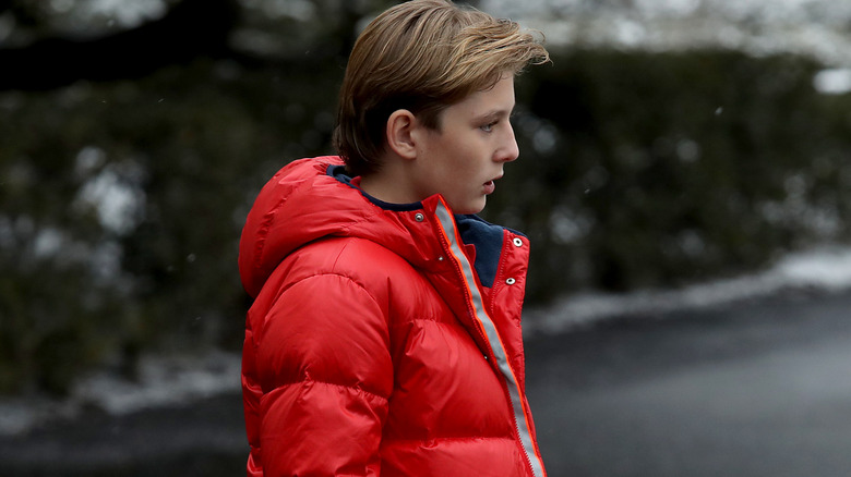 Barron Trump outside White House