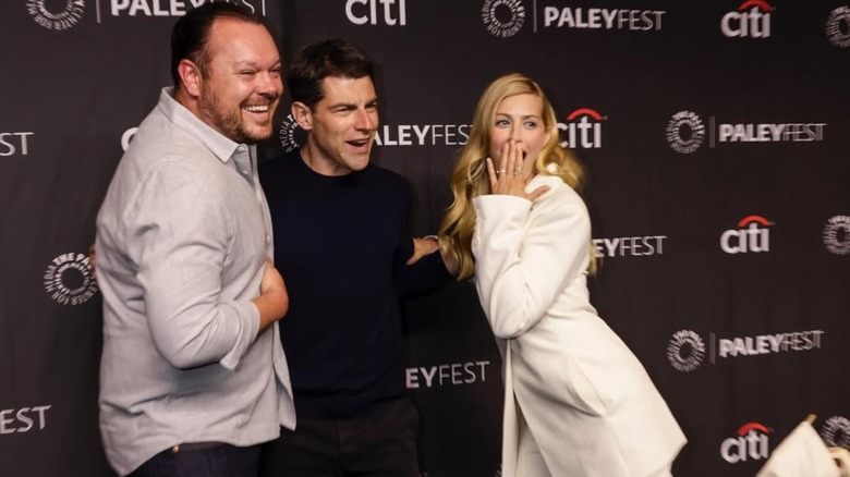 Michael Gladis, Max Greenfield, and Beth Behrs