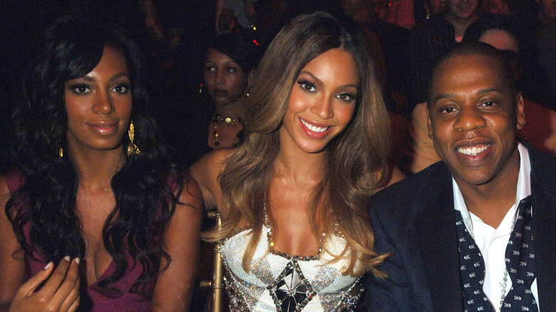 Solange, Beyoncé and Jay-Z smiling