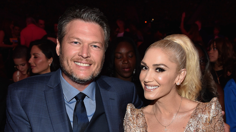 Blake Shelton and Gwen Stefani smile for the camera