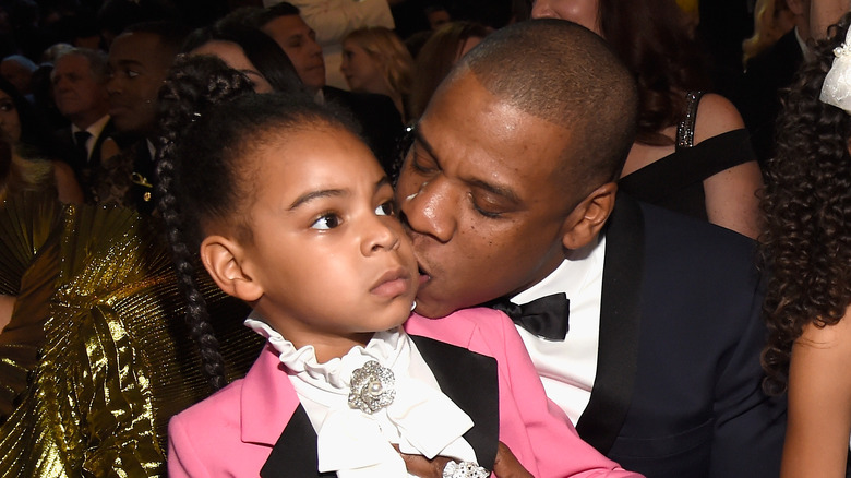 Jay-Z kissing Blue Ivy on cheek