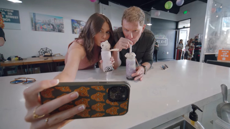 Sophie Flay taking a selfie of her and her dad