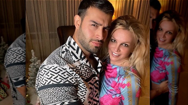 Britney Spears and Sam Asghari cuddling