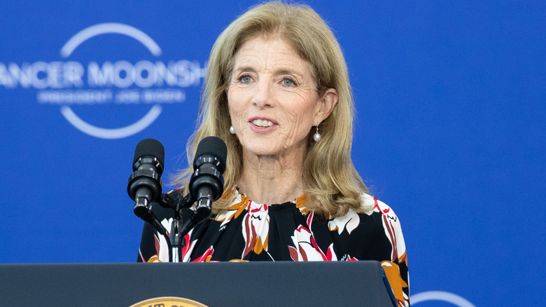 Caroline Kennedy delivering a speech