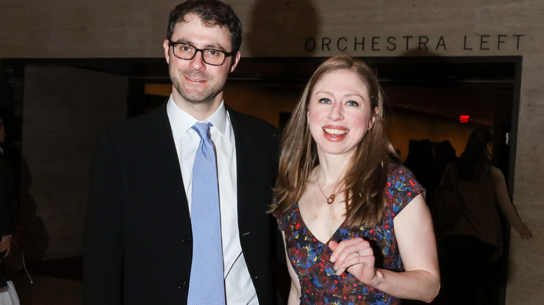 Marc Mezvinsky and Chelsea Clinton smile for camera