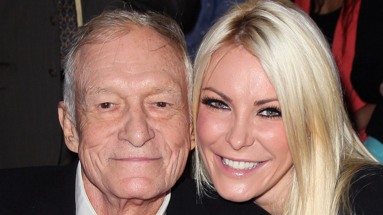 Crystal and Hugh Hefner at an event