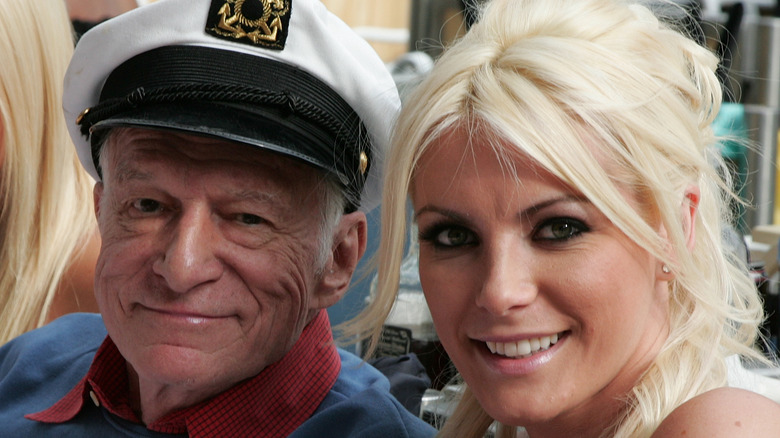 Crystal and Hugh Hefner at an event