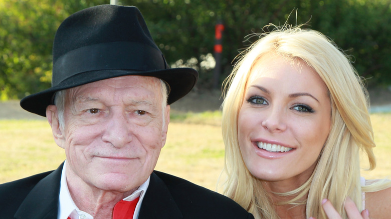 Crystal and Hugh Hefner at an event