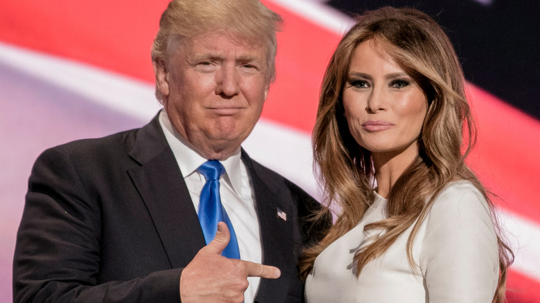 Donald and Melania at campaign rally 