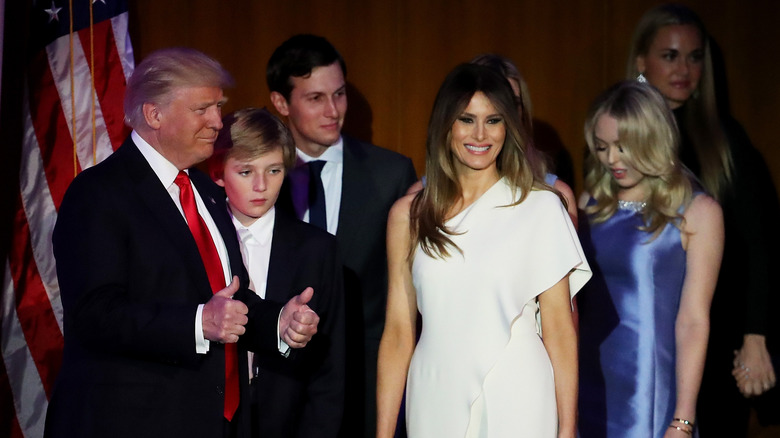 Donald Trump posing with his family 