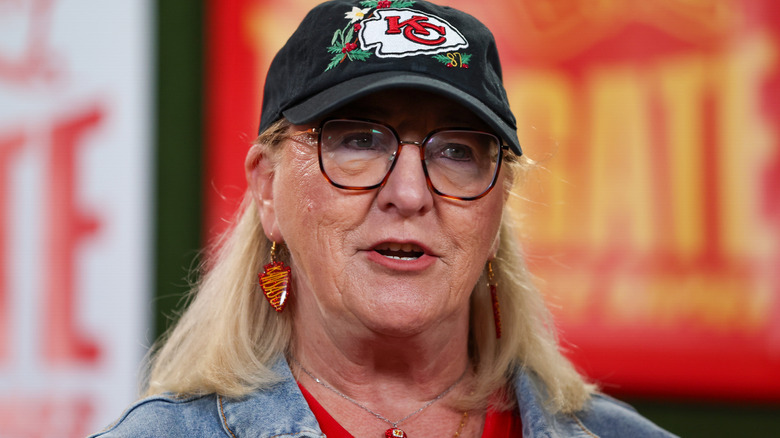 Donna Kelce wearing Kansas City Chiefs hat