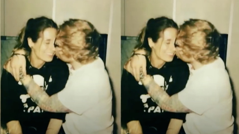 Ed Sheeran and Cherry Seaborn embracing