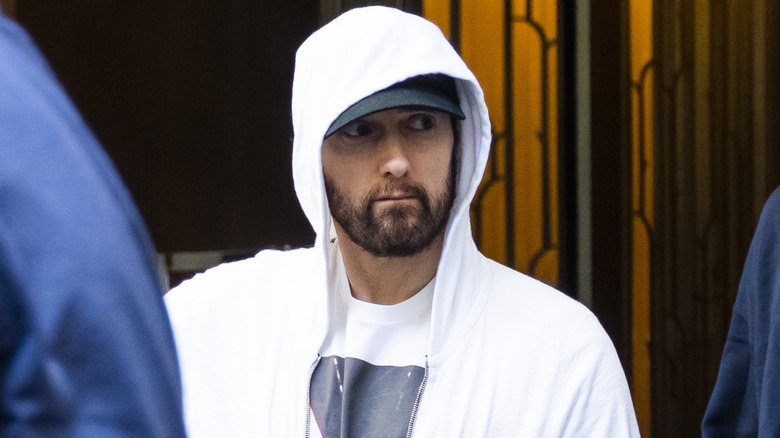 Eminem with hood on