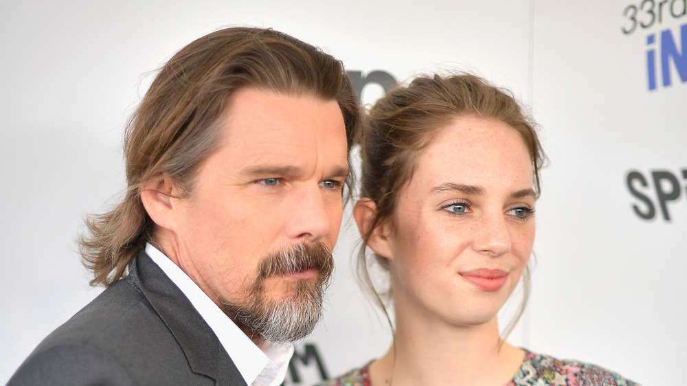 Ethan Hawke and Maya Hawke at event