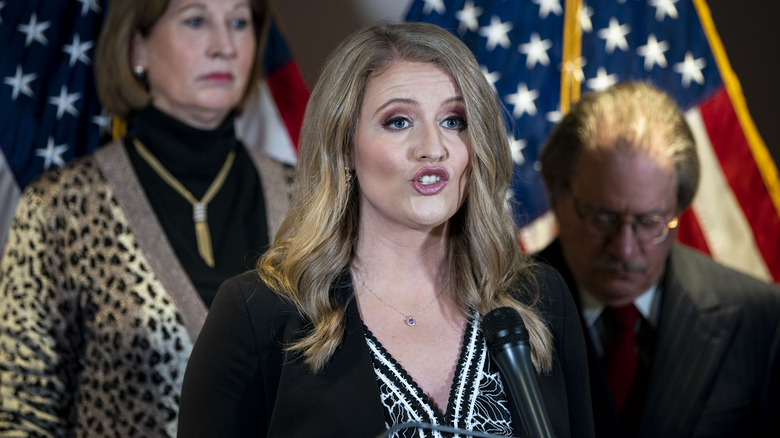 Jenna Ellis speaking at a podium