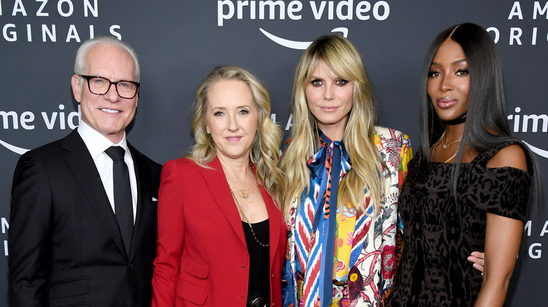 Heidi Klum and Naomi Campbell with Tim Gunn and Jennifer Salke, head of Amazon studios