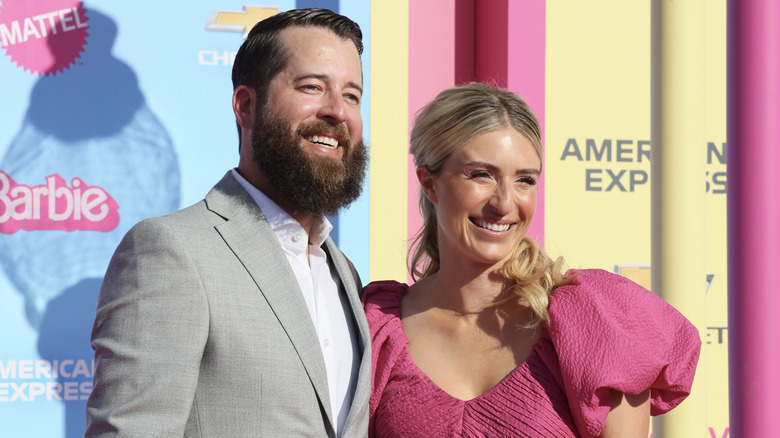 Jasmine Roth posing with Brett Roth at the Barbie premiere