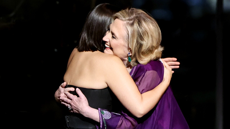 Hillary Clinton hugs America Ferrera