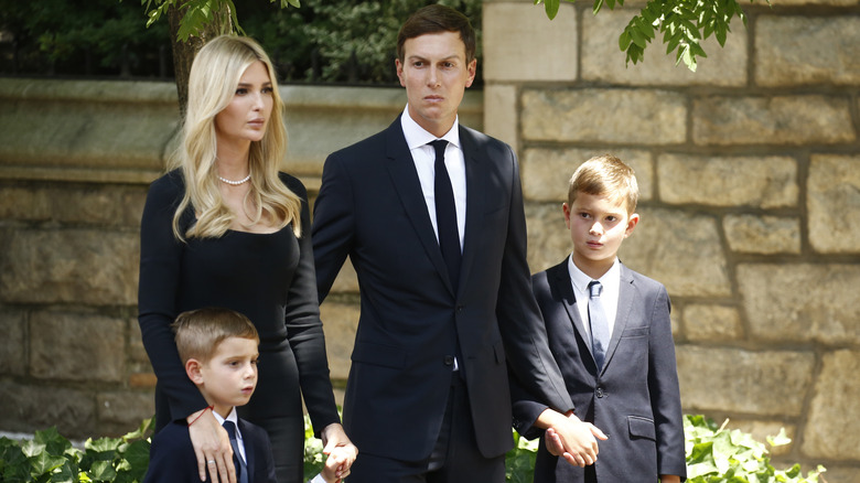 Ivanka Trump, Jared Kushner, and their children at Ivana's funeral